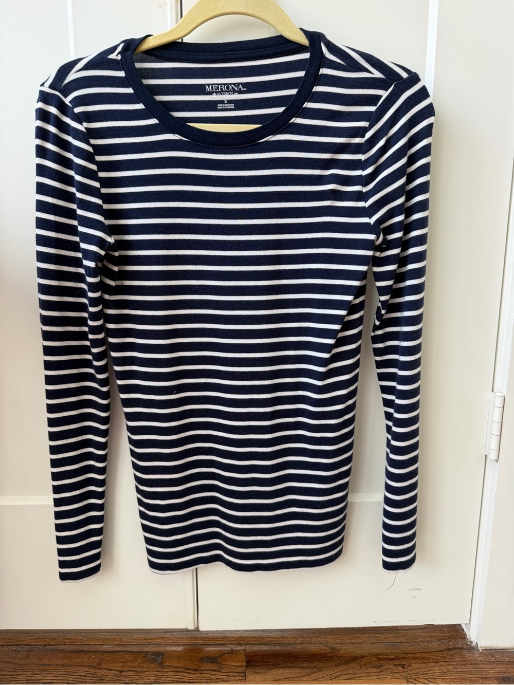 Merona | Navy Blue & White Striped Long Sleeve Top